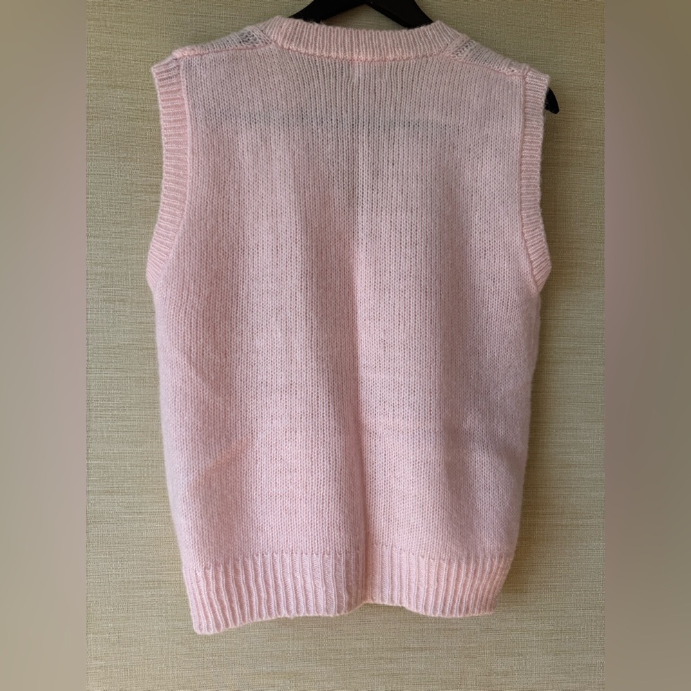 Vintage Alicia Y2K light pink cable knit sweater vest sleeveless large - Picture 5 of 5